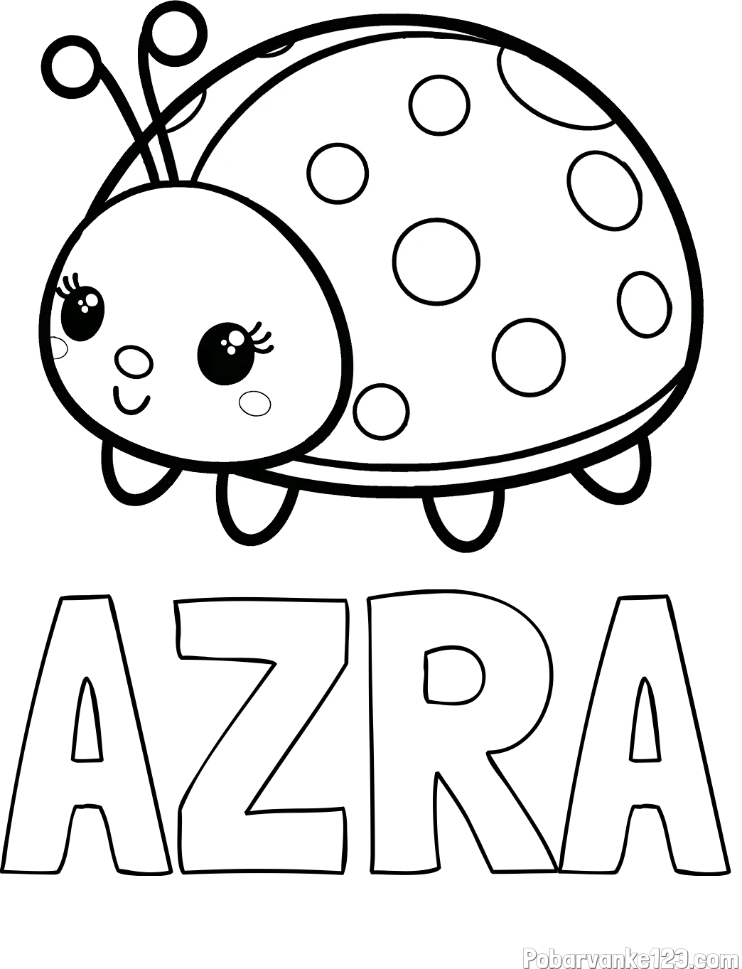 Pobarvanka imena AZRA in pobarvanka ljubke pikapolonice