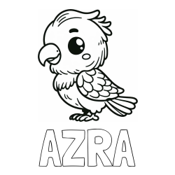 Pobarvanka imena AZRA in pobarvanka ljubkega papagaja