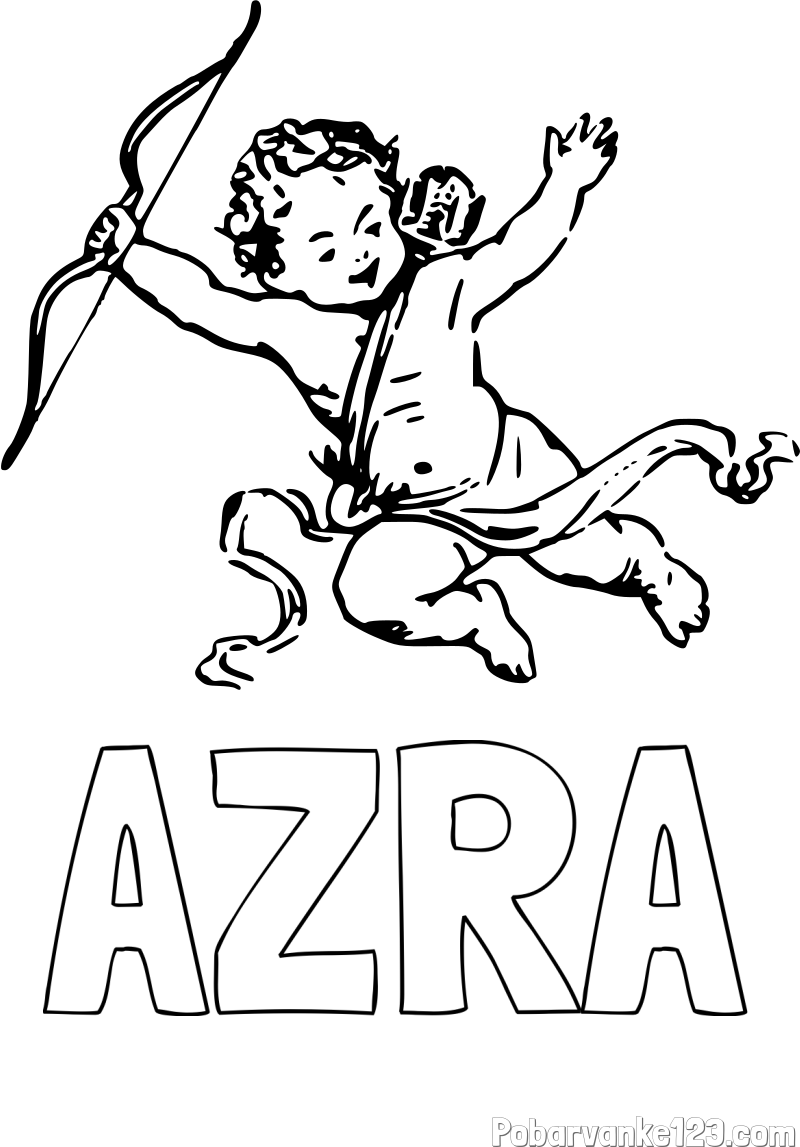 Pobarvanka imena AZRA in pobarvanka majhnega angela