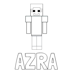 Pobarvanka imena AZRA in pobarvanka Minecraft glavnega junaka