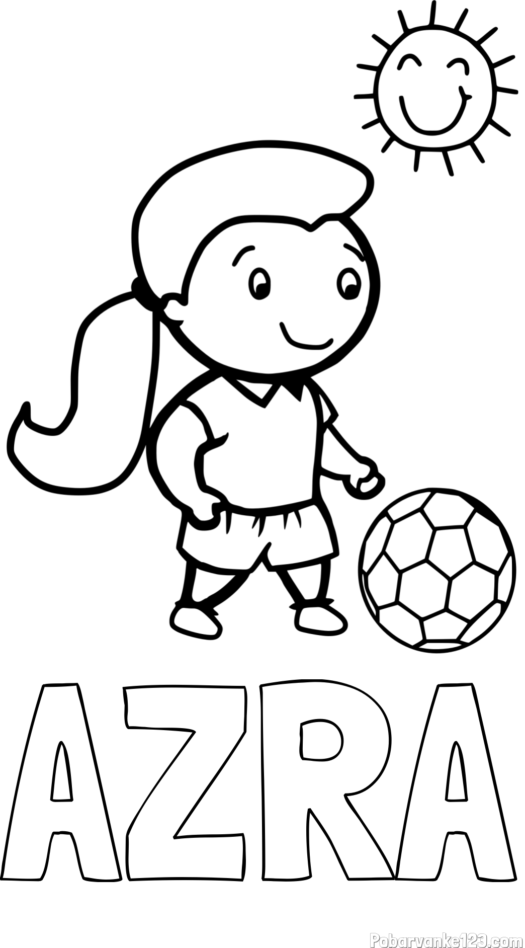 Pobarvanka imena AZRA in pobarvanka nogometašice