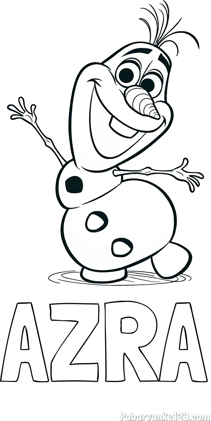 Pobarvanka imena AZRA in pobarvanka Olaf