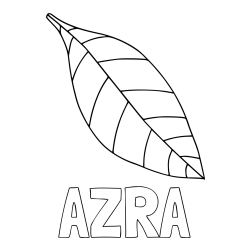 Online izdelana pobarvanka - Pobarvanka imena AZRA in pobarvanka preprostega lista