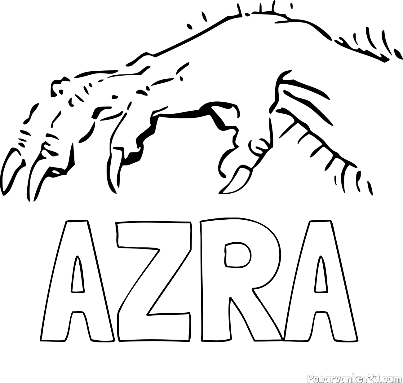 Pobarvanka imena AZRA in pobarvanka roke pošasti