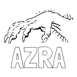 Pobarvanka imena AZRA in pobarvanka roke pošasti