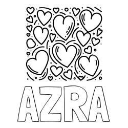 Pobarvanka imena AZRA in pobarvanka s srčki