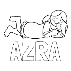 Pobarvanka imena AZRA in pobarvanka vesele punčke