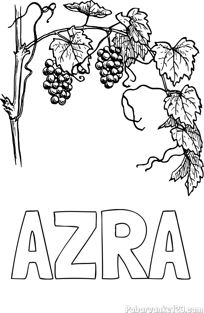 Pobarvanka imena AZRA in pobarvanka vinske trte