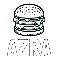 Pobarvanka imena AZRA in preprosta pobarvanka hamburgerja