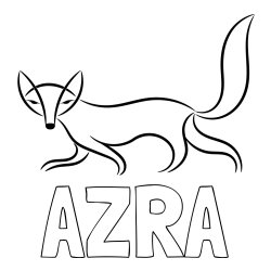 Pobarvanka imena AZRA in preprosta pobarvanka lisice