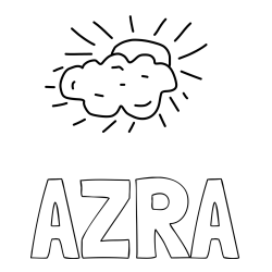 Online izdelana pobarvanka - Pobarvanka imena AZRA in sonce in oblak