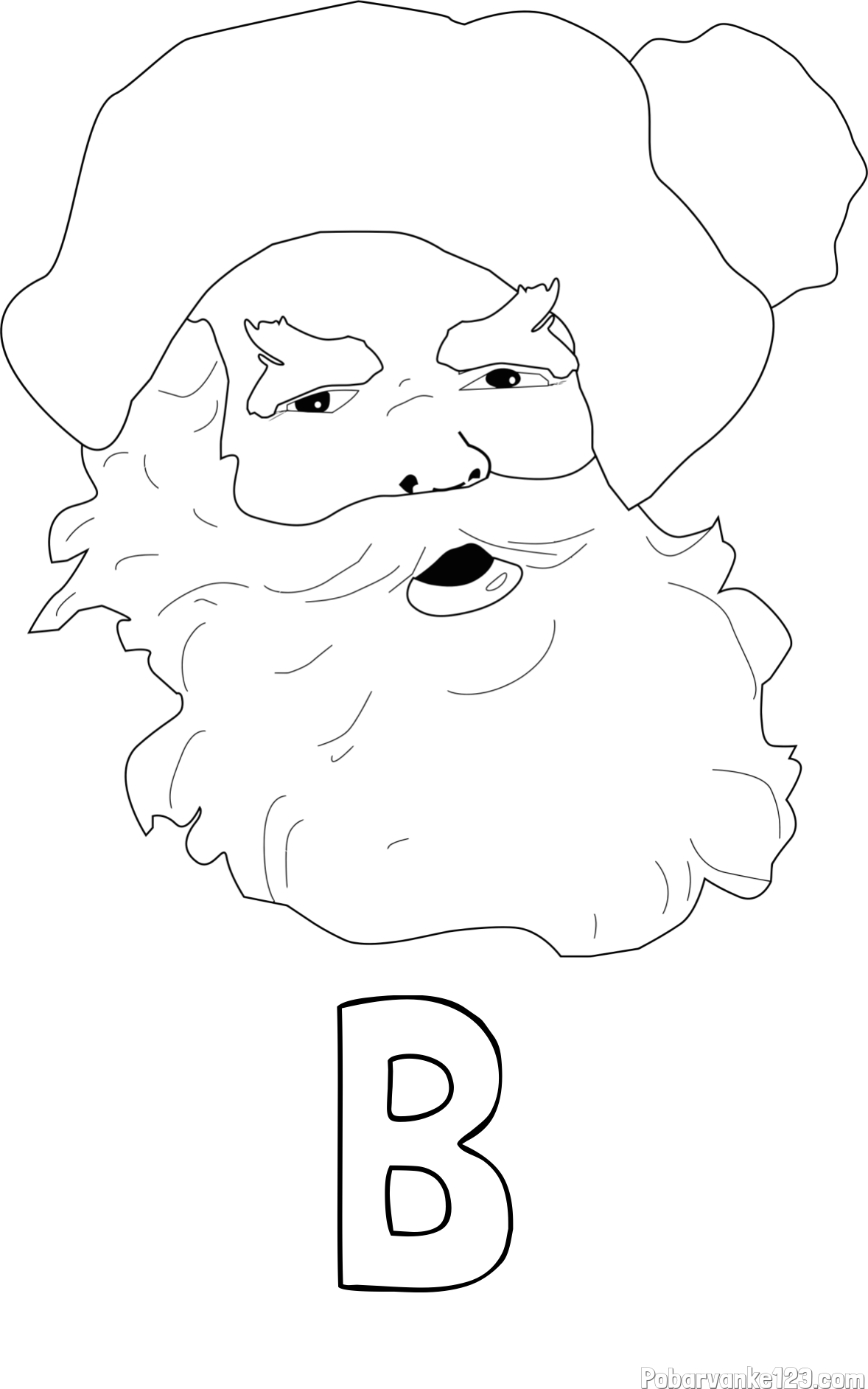 Pobarvanka imena B in enostavna pobarvanka Božička