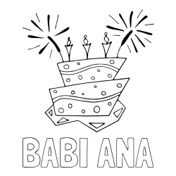 Online izdelana pobarvanka - Pobarvanka imena BABI ANA in pobarvanka rojstnodnevne torte