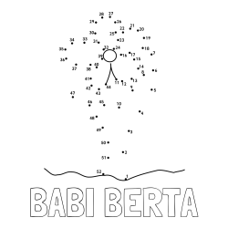 Online izdelana pobarvanka - Pobarvanka imena BABI BERTA in pobarvanka rože - poveži številke