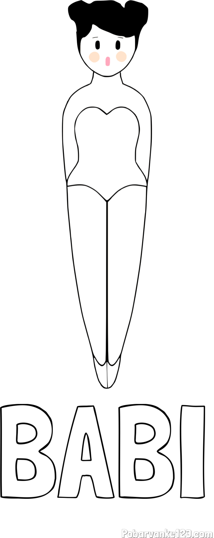 Pobarvanka imena BABI in enostavna pobarvanka baletke