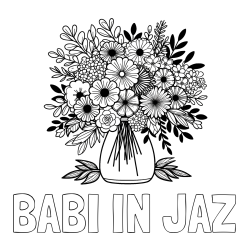 Online izdelana pobarvanka - Pobarvanka imena BABI IN JAZ in pobarvanka veliekga šopka rož