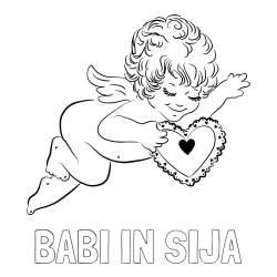Online izdelana pobarvanka - Pobarvanka imena BABI IN SIJA in pobarvanka angela s srčkom