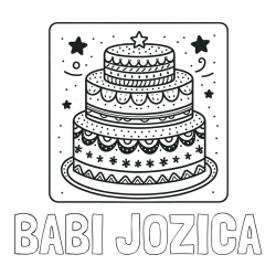 Online izdelana pobarvanka - Pobarvanka imena BABI JOŽICA in pobarvanka slastne torte