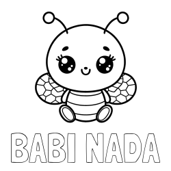 Online izdelana pobarvanka - Pobarvanka imena BABI NADA in otroška pobarvanka ljubke čebele