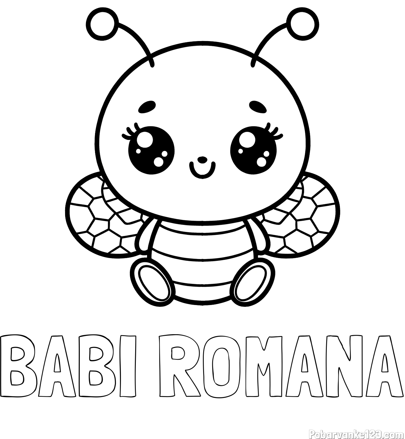 Pobarvanka imena BABI ROMANA in otroška pobarvanka ljubke čebele