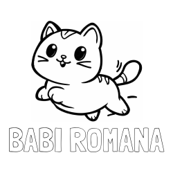 Online izdelana pobarvanka - Pobarvanka imena BABI ROMANA in pobarvanka prikupne mačke med tekom