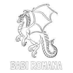 Online izdelana pobarvanka - Pobarvanka imena BABI ROMANA in pobarvanka strašnega zmaja