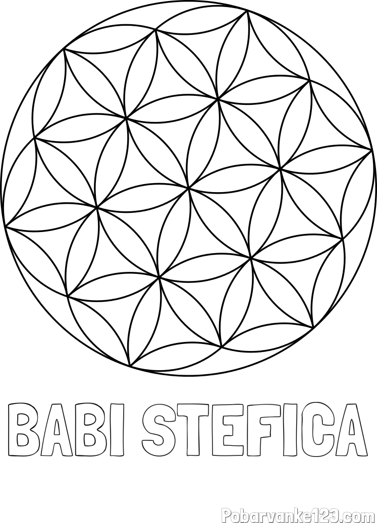 Pobarvanka imena BABI ŠTEFICA in mandale 2