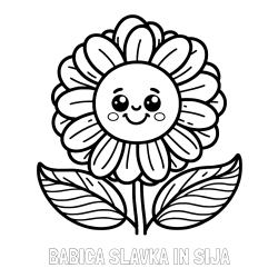 Online izdelana pobarvanka - Pobarvanka imena BABICA SLAVKA IN SIJA in pobarvanka ljubke in nasmejane rože