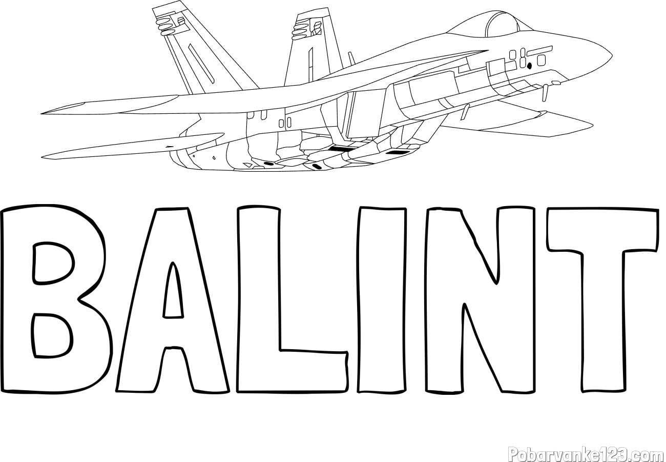 Pobarvanka imena BALINT in pobarvanka letala Hornet