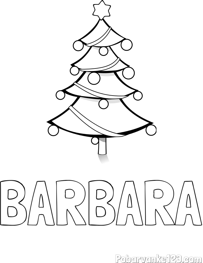 Pobarvanka imena BARBARA in božična smreka