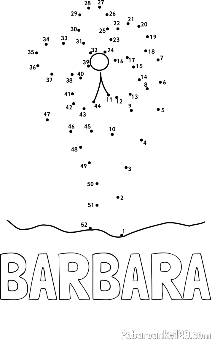 Pobarvanka imena BARBARA in Črtna pobarvanka cvetlice