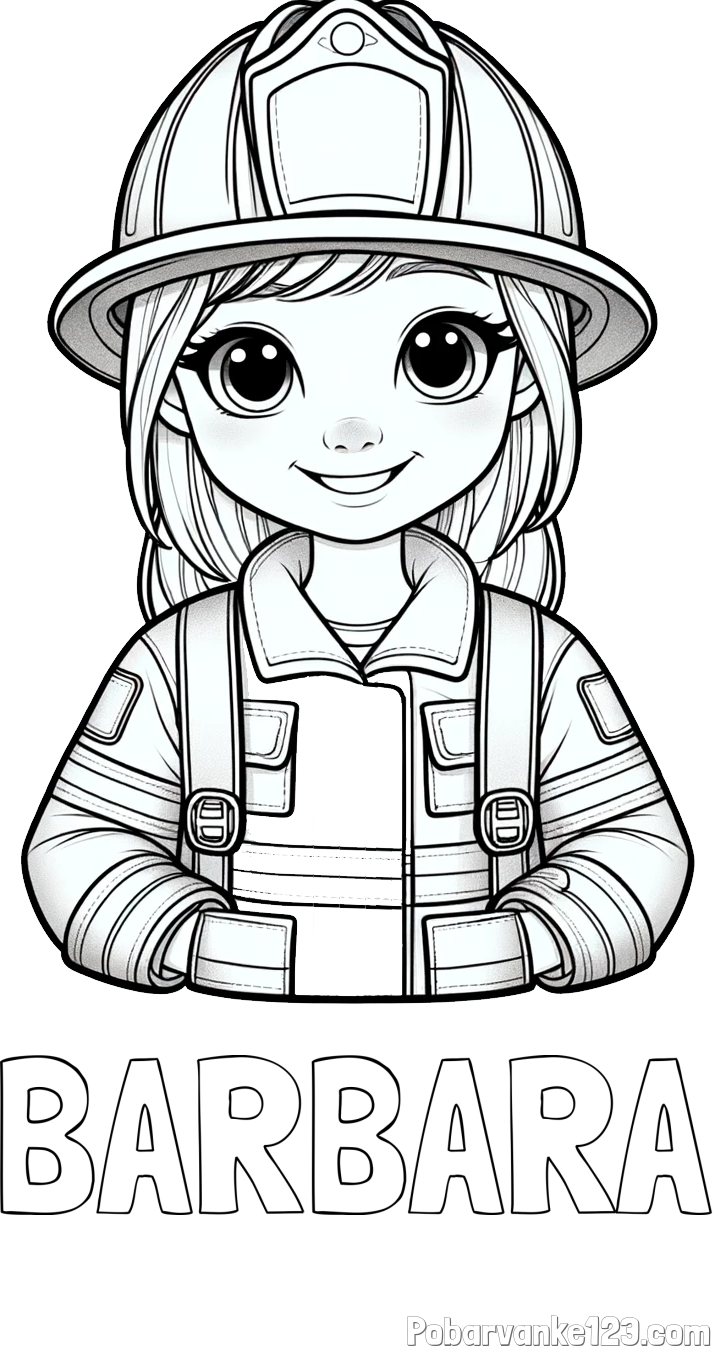 Pobarvanka imena BARBARA in pobarvanka ljubke gasilke