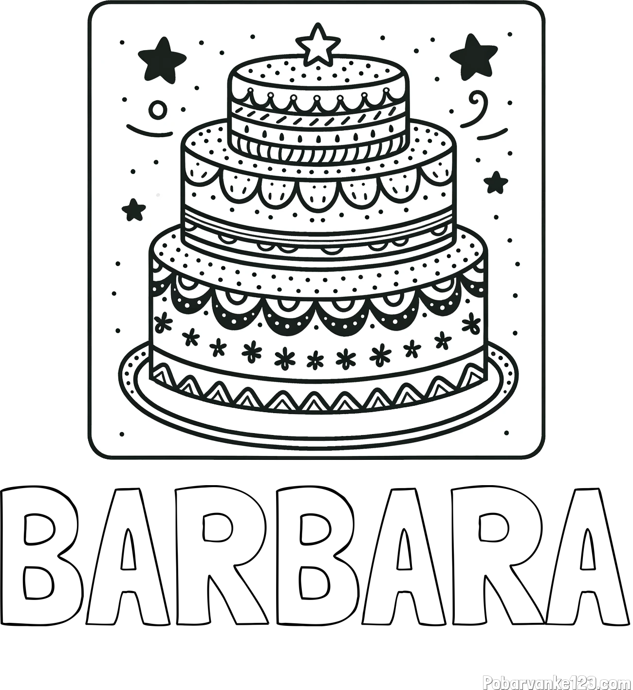 Pobarvanka imena BARBARA in pobarvanka slastne torte