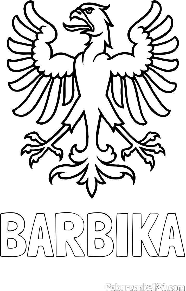 Pobarvanka imena BARBIKA in otroška pobarvanka orla