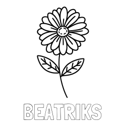 Online izdelana pobarvanka - Pobarvanka imena BEATRIKS in pobarvanka rožice