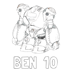 Online izdelana pobarvanka - Pobarvanka imena BEN  10 in pobarvanka velikega robota