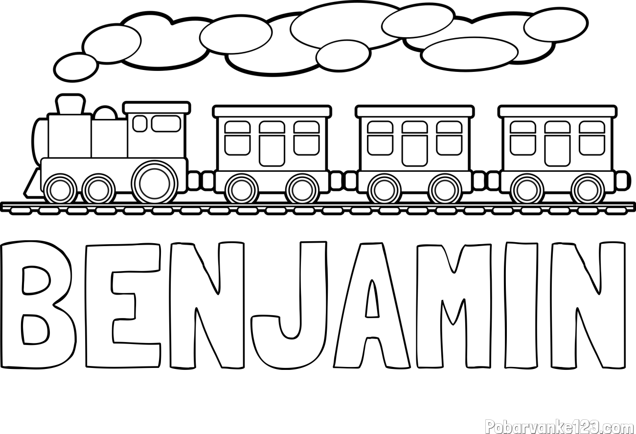 Pobarvanka imena BENJAMIN in pobarvanka vlaka