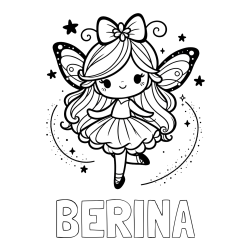 Online izdelana pobarvanka - Pobarvanka imena BERINA in ljubka čarobna vila