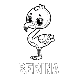 Online izdelana pobarvanka - Pobarvanka imena BERINA in pobarvanka majhnega flaminga