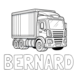 Online izdelana pobarvanka - Pobarvanka imena BERNARD in pobarvanka velikega tovornjaka