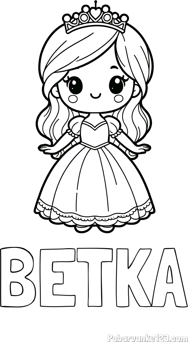 Pobarvanka imena BETKA in pobarvanka ljubke princeske