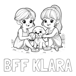 Online izdelana pobarvanka - Pobarvanka imena BFF KLARA in pobarvanka prijateljic s kužkom