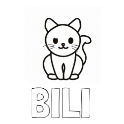 Online izdelana pobarvanka - Pobarvanka imena BILI in pobarvanka prikupne mucke