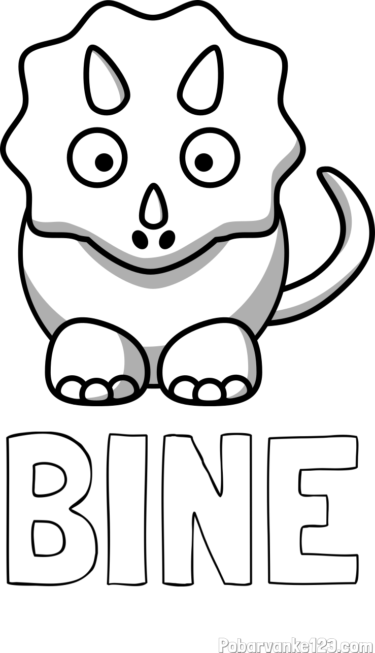 Pobarvanka imena BINE in pobarvanka dinozavra triceratops