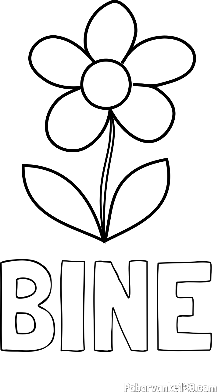 Pobarvanka imena BINE in pobarvanka lepe cvetlice