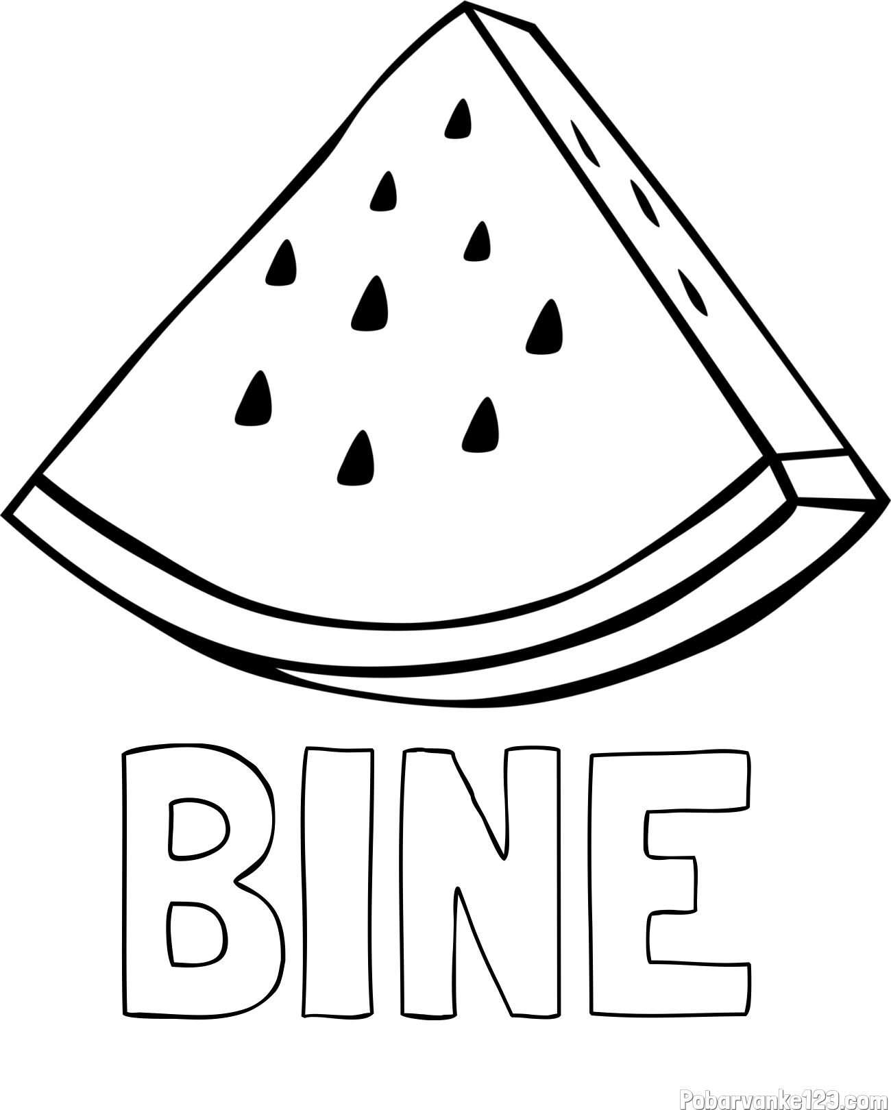 Pobarvanka imena BINE in pobarvanka lubenice