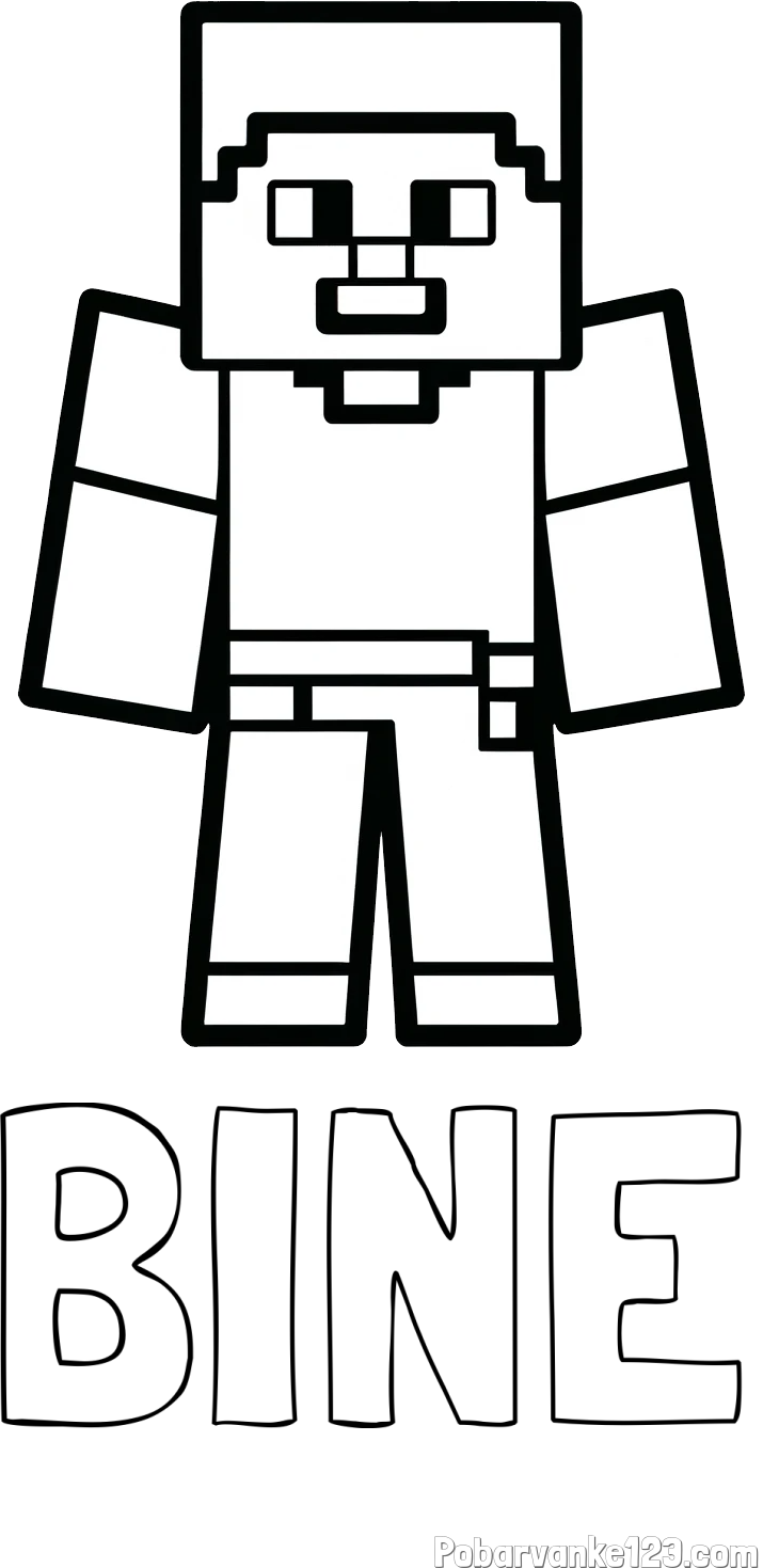 Pobarvanka imena BINE in pobarvanka Minecraft figurice