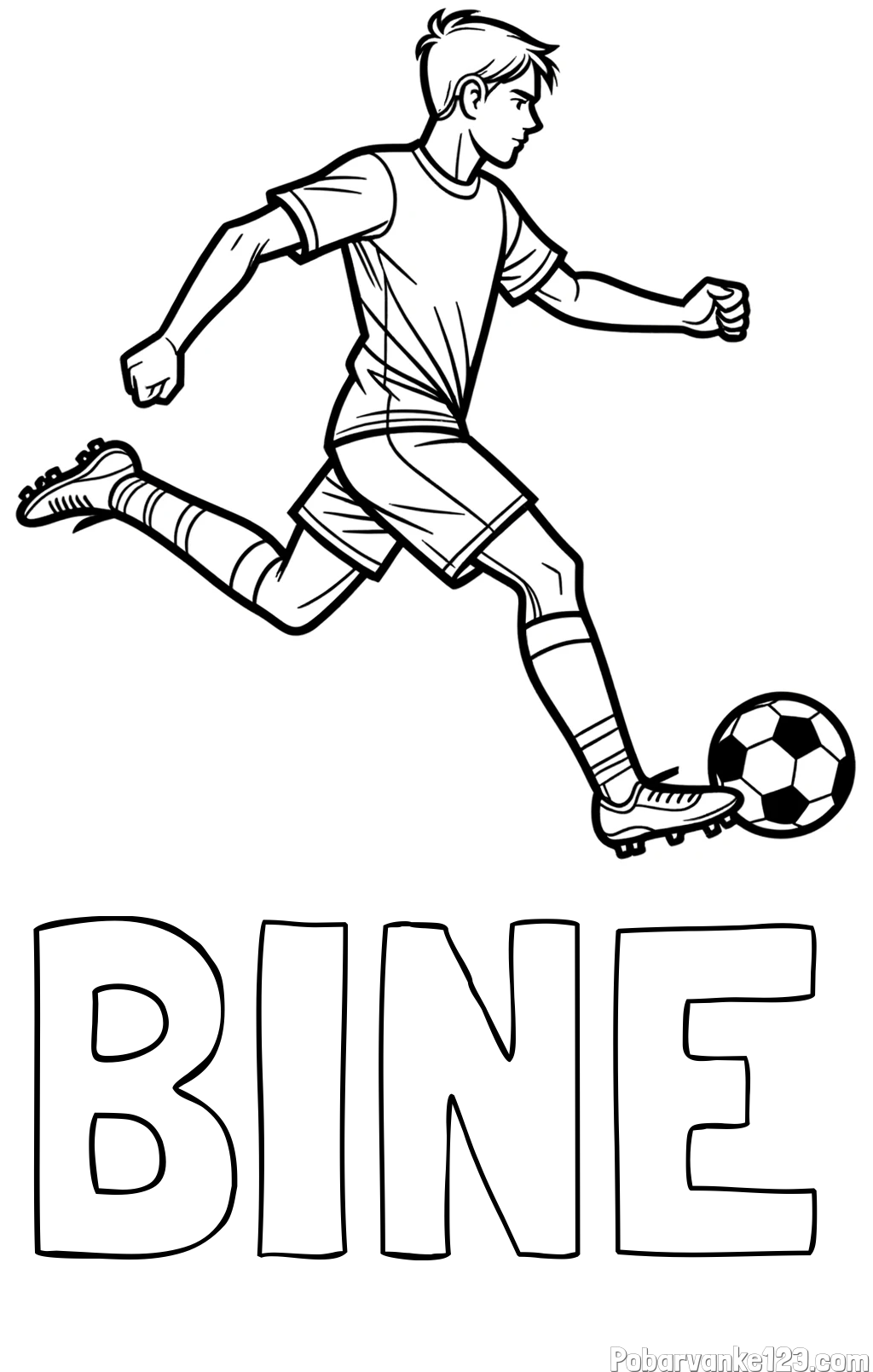 Pobarvanka imena BINE in pobarvanka nogometaša v napadu