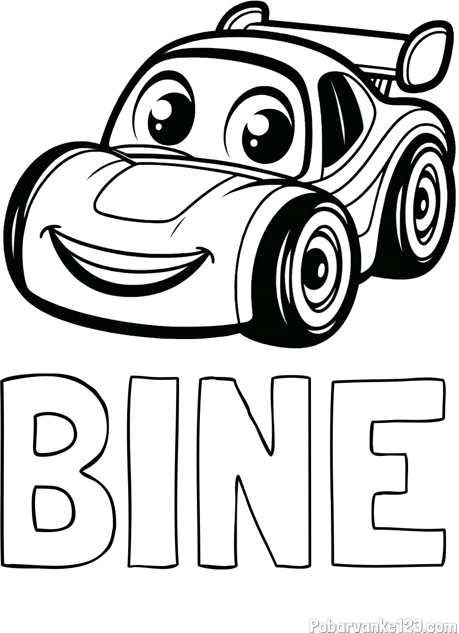Pobarvanka imena BINE in pobarvanka otroškega avtomobila