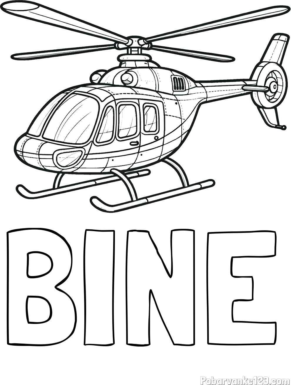 Pobarvanka imena BINE in pobarvanka sodobnega helikopterja